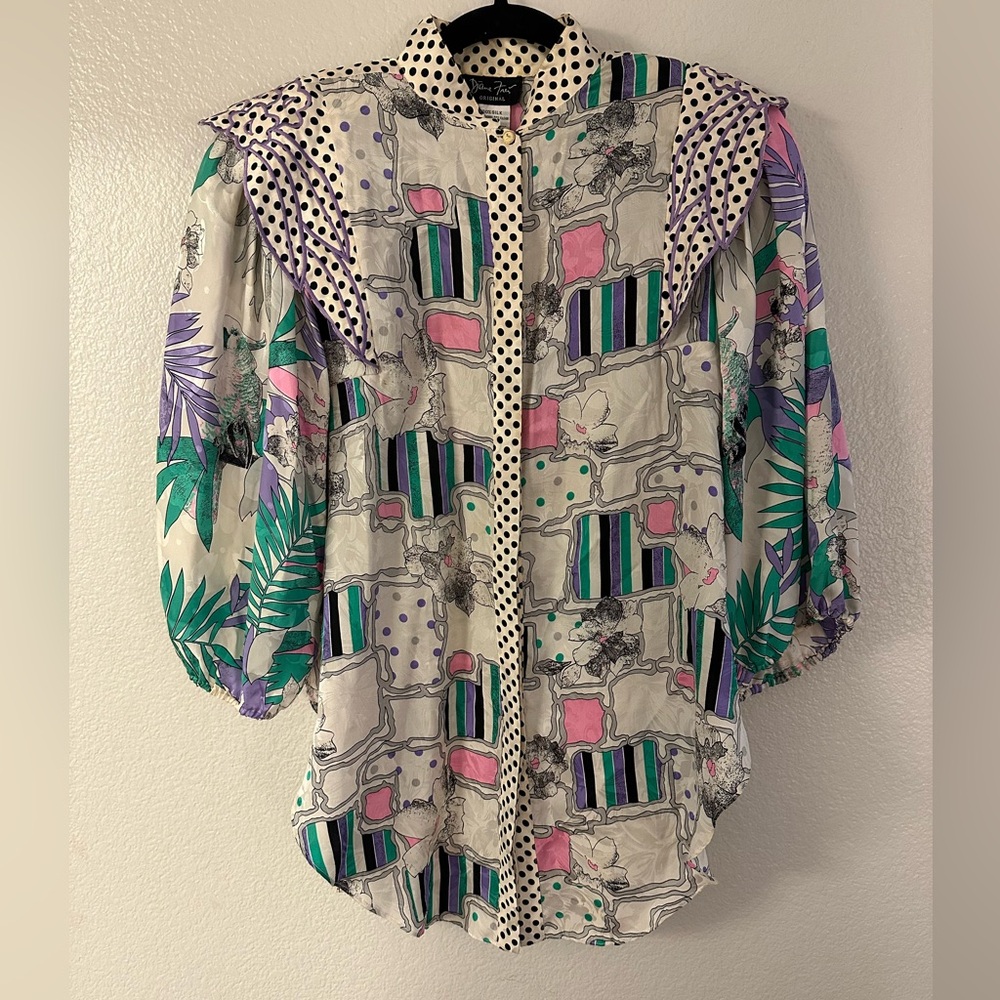 Vintage 1970’s Silk Button Up Top